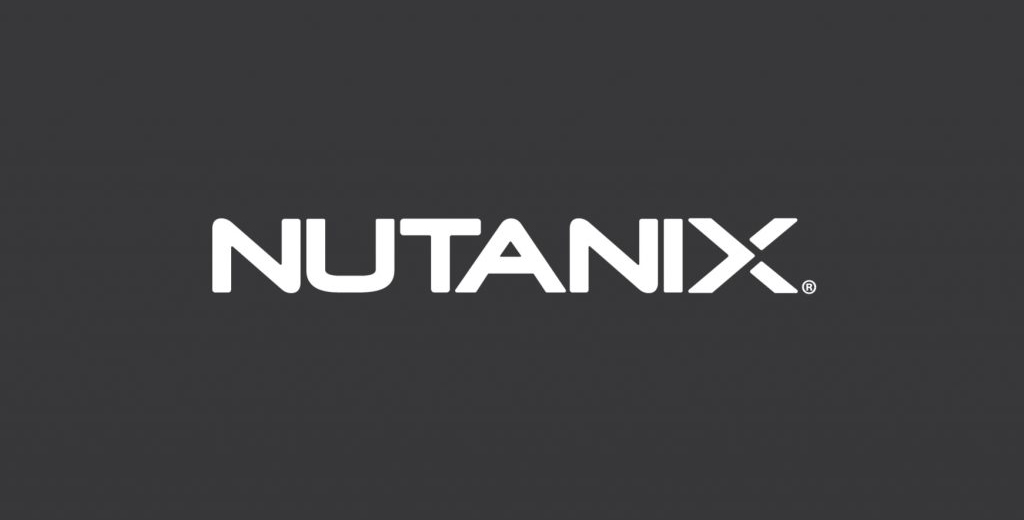 ITAD-nutanix Das weiße Logo von NUTANIX auf grauem Hintergrund.